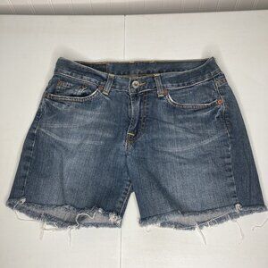 Lucky Brand Size 4 / 27 Blue Dungaree Shorts Sweet n' Low Button/Zip Closure